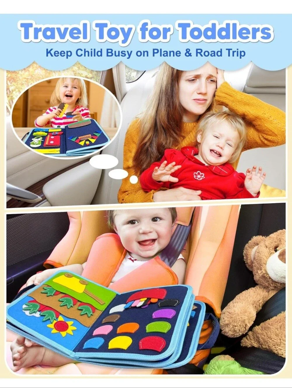 Exorany Montessori Educational Busy Board Sensory Learning Toy for Toddlers